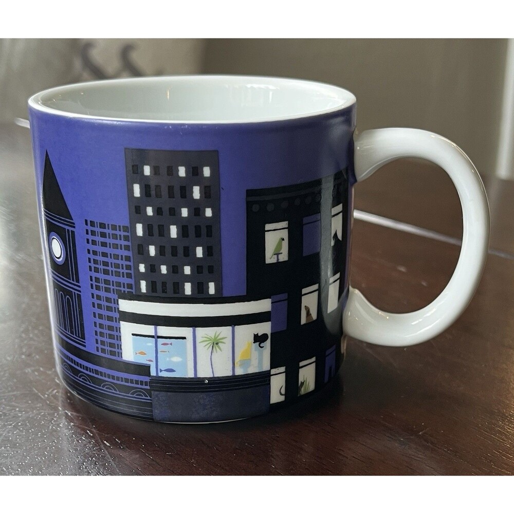 Sam Kalda West Elm Coffee Mug Cats In The City Skyline 10 Oz. Cup